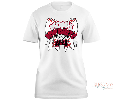 Mom's Favorite Baseball/ Softball Player coquette bow T-shirt