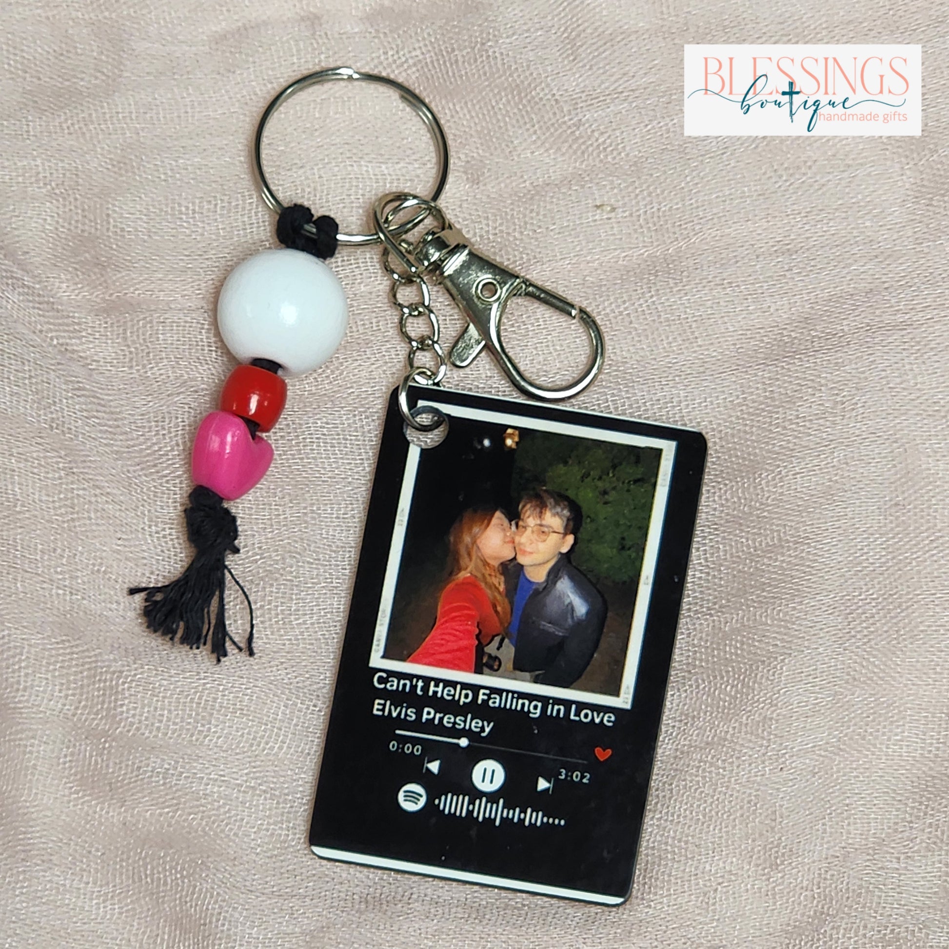 custom photo key chain with music link